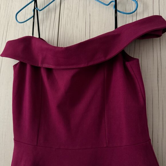 Magenta Off-the-Shoulder Skater Dress - Picture 3 of 4